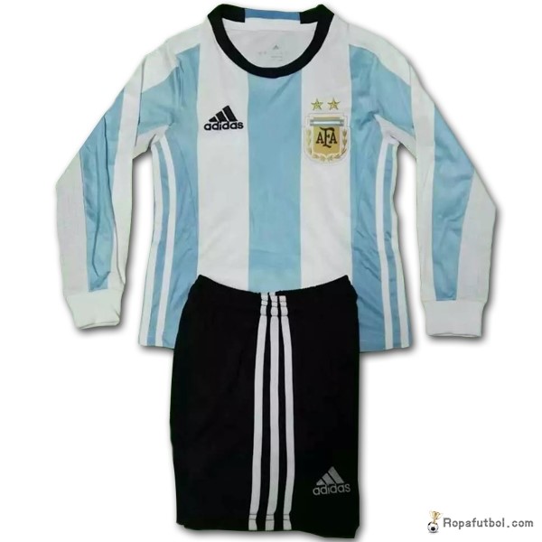 Camiseta Argentina Replica Primera Ropa ML Niños 2016 Azul Blanco